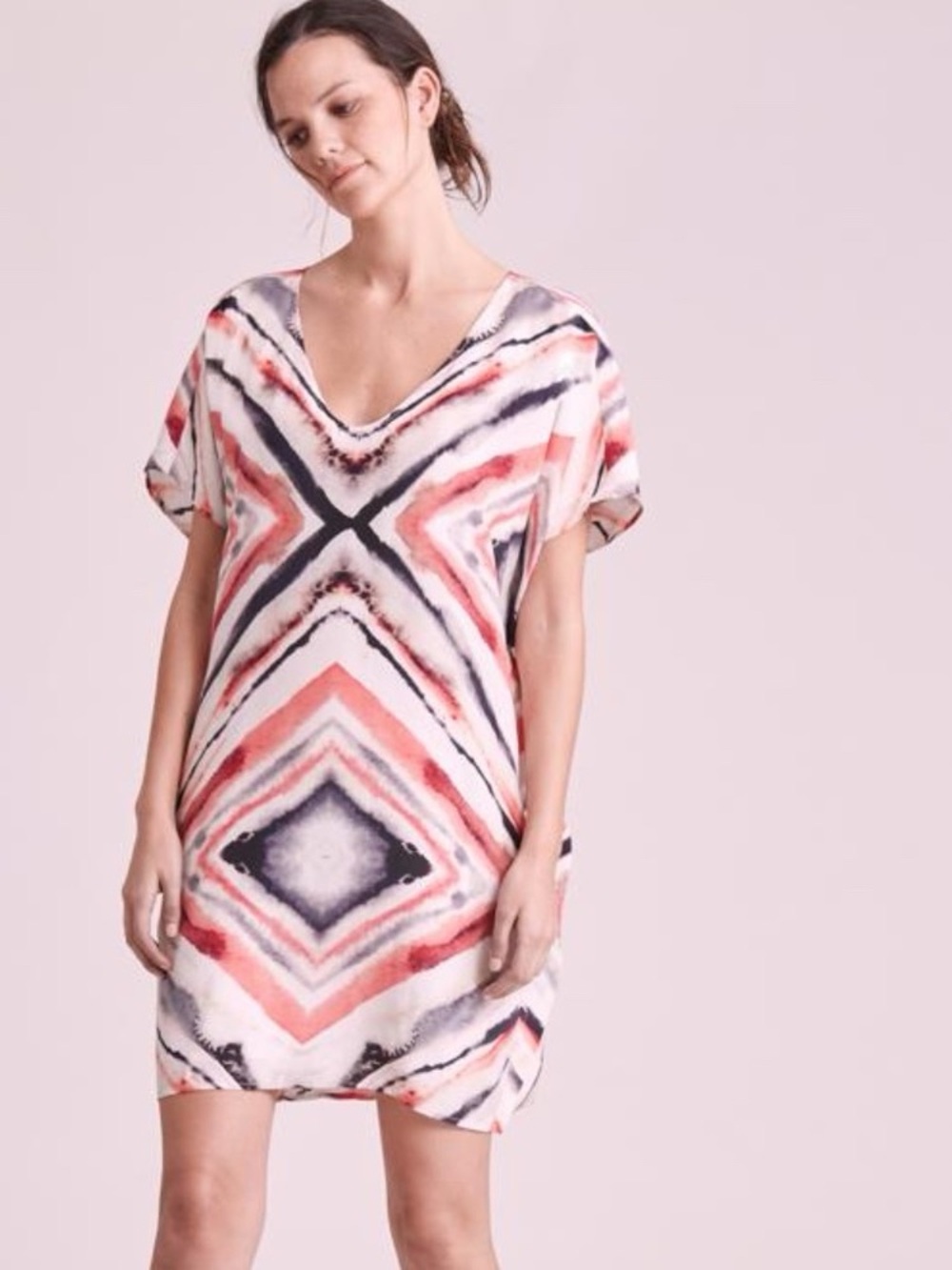 Marie Oliver Maura X-Print Silk Shift Dress